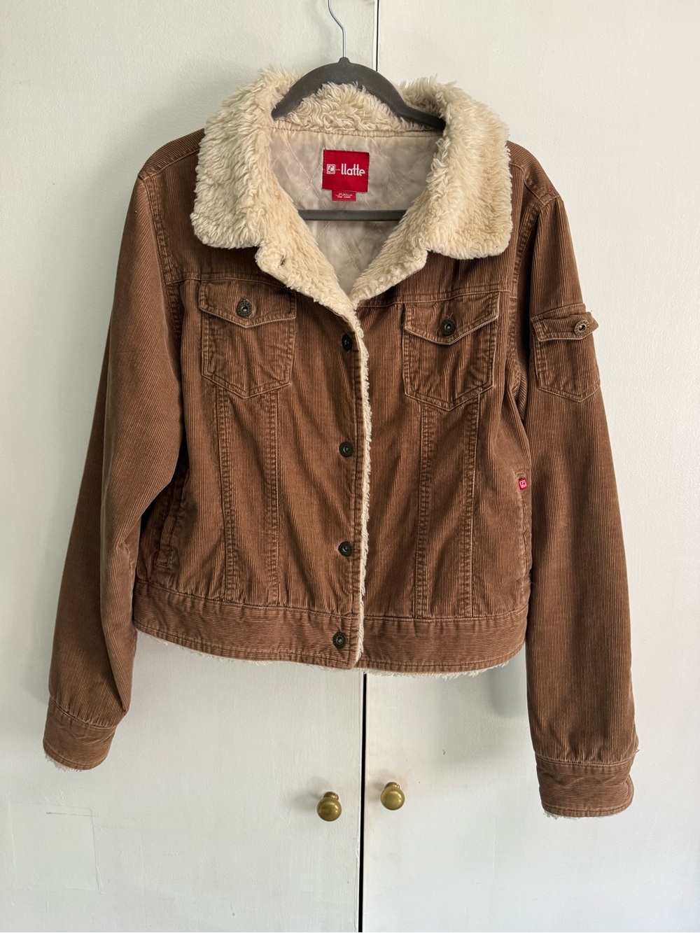 Women's Brown Sherpa Collar Corduroy Jacket